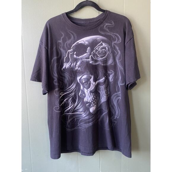 Liquid Blue Shirt Mens XL Black Dia De Los Muertos Sugar Skull Punk Graphic Tee - Picture 5 of 7